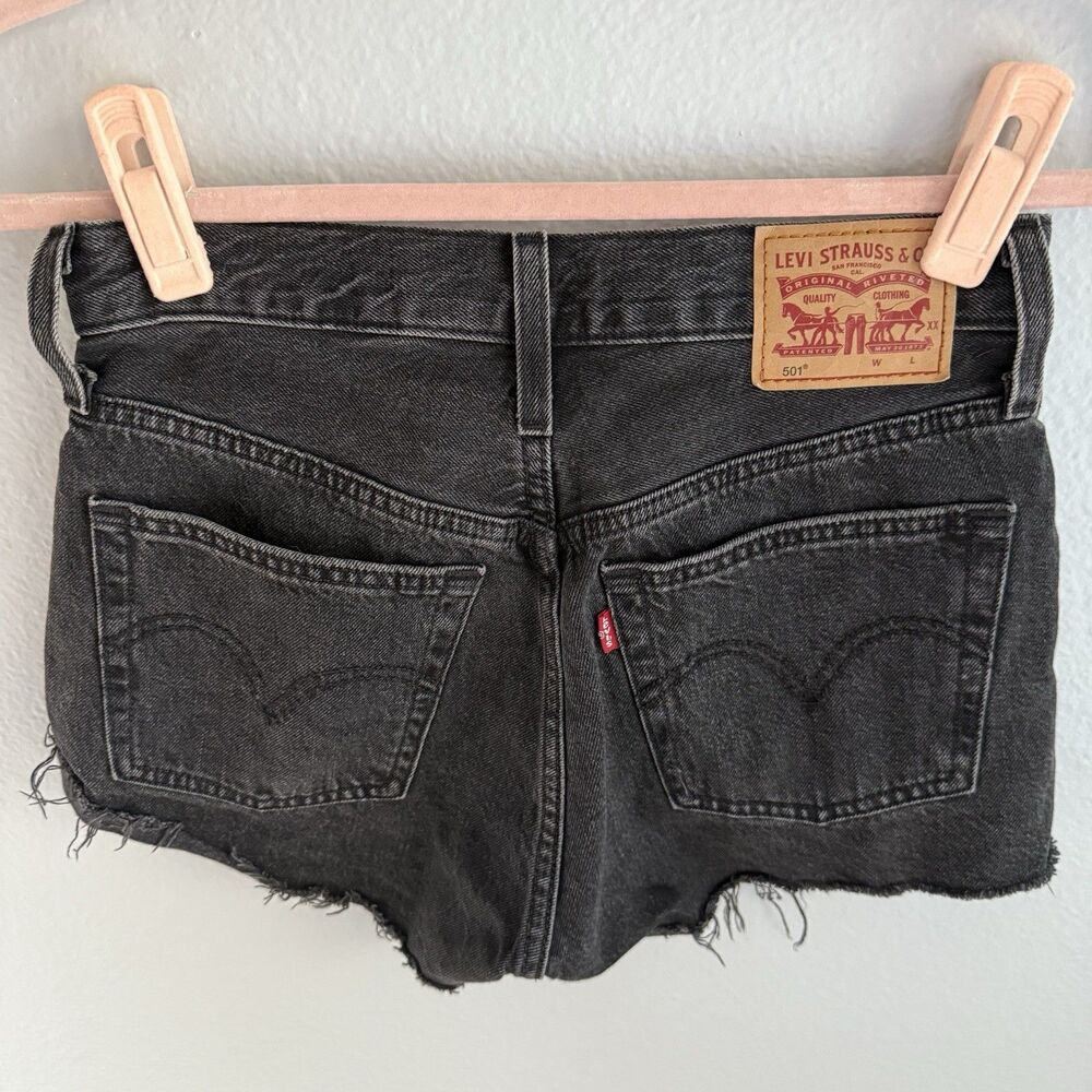 Levi's 501 Black Button Fly Denim Jean Shorts Jorts Size 24 EUC
